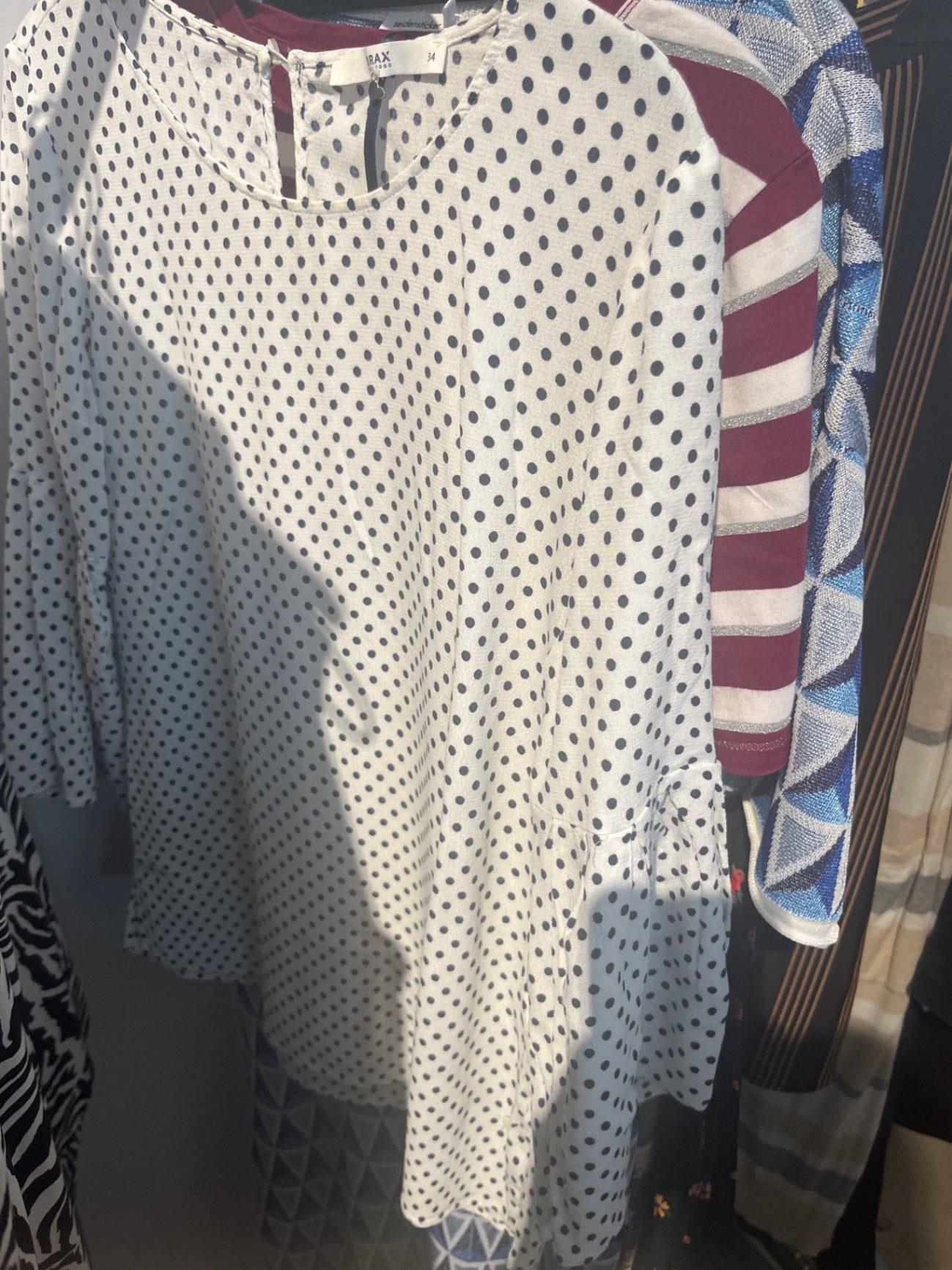 Brax Bluse Weiß Punkte Gr.: XS