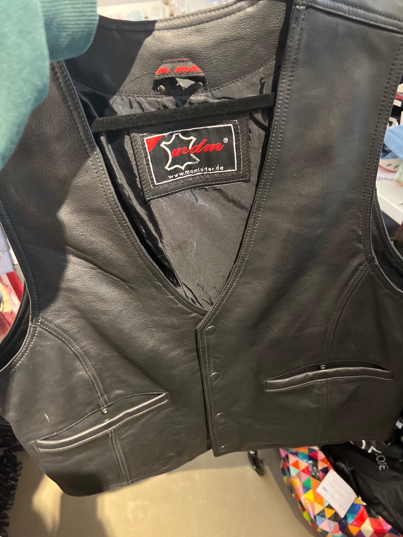 MDM Leder Weste Schwarz Gr.: XL