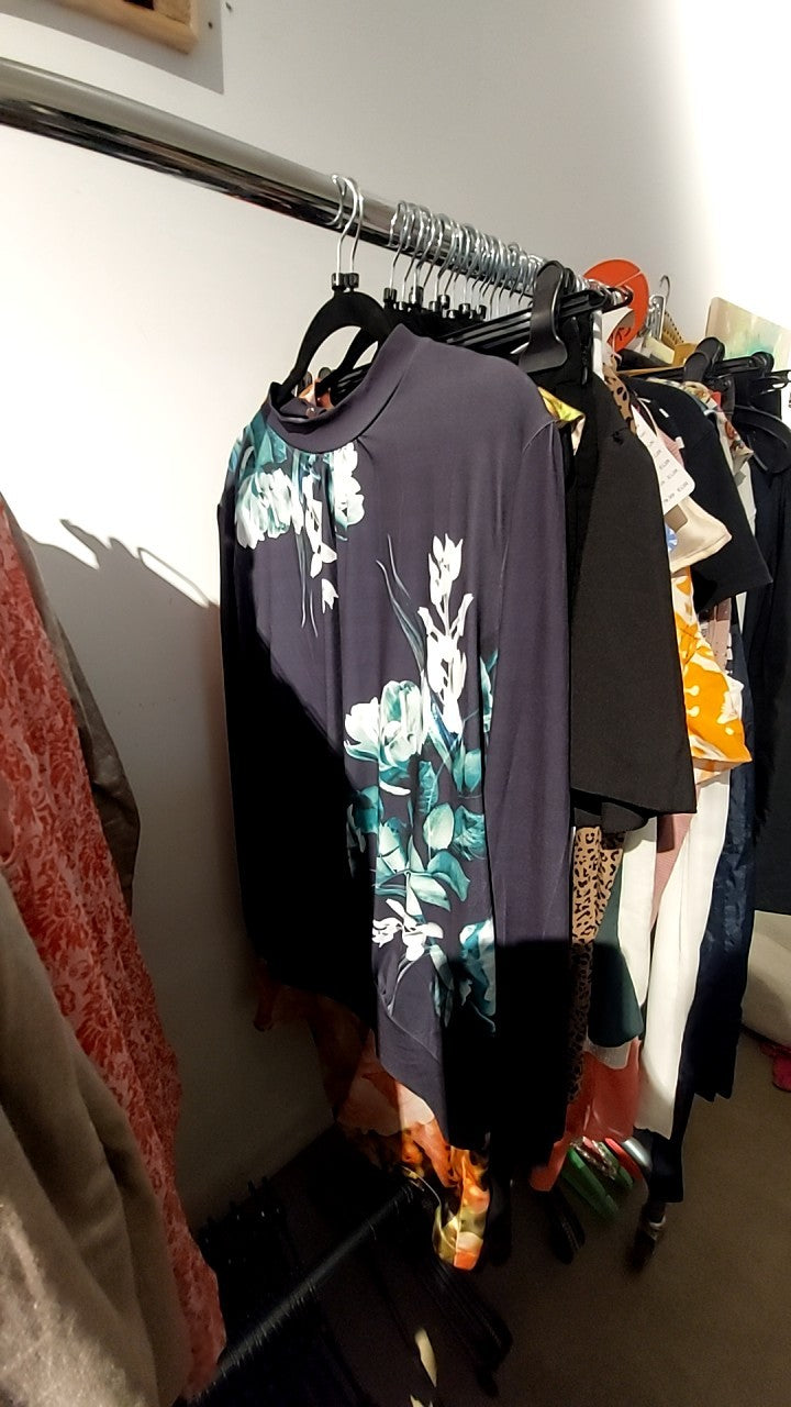 Orsay Bluse Blaugrau/Grün/Weiß Gr.: L