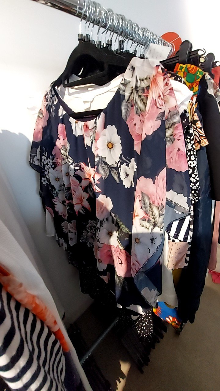 Made in Italy Bluse Blau/Rosa B-Ware Gr.: L