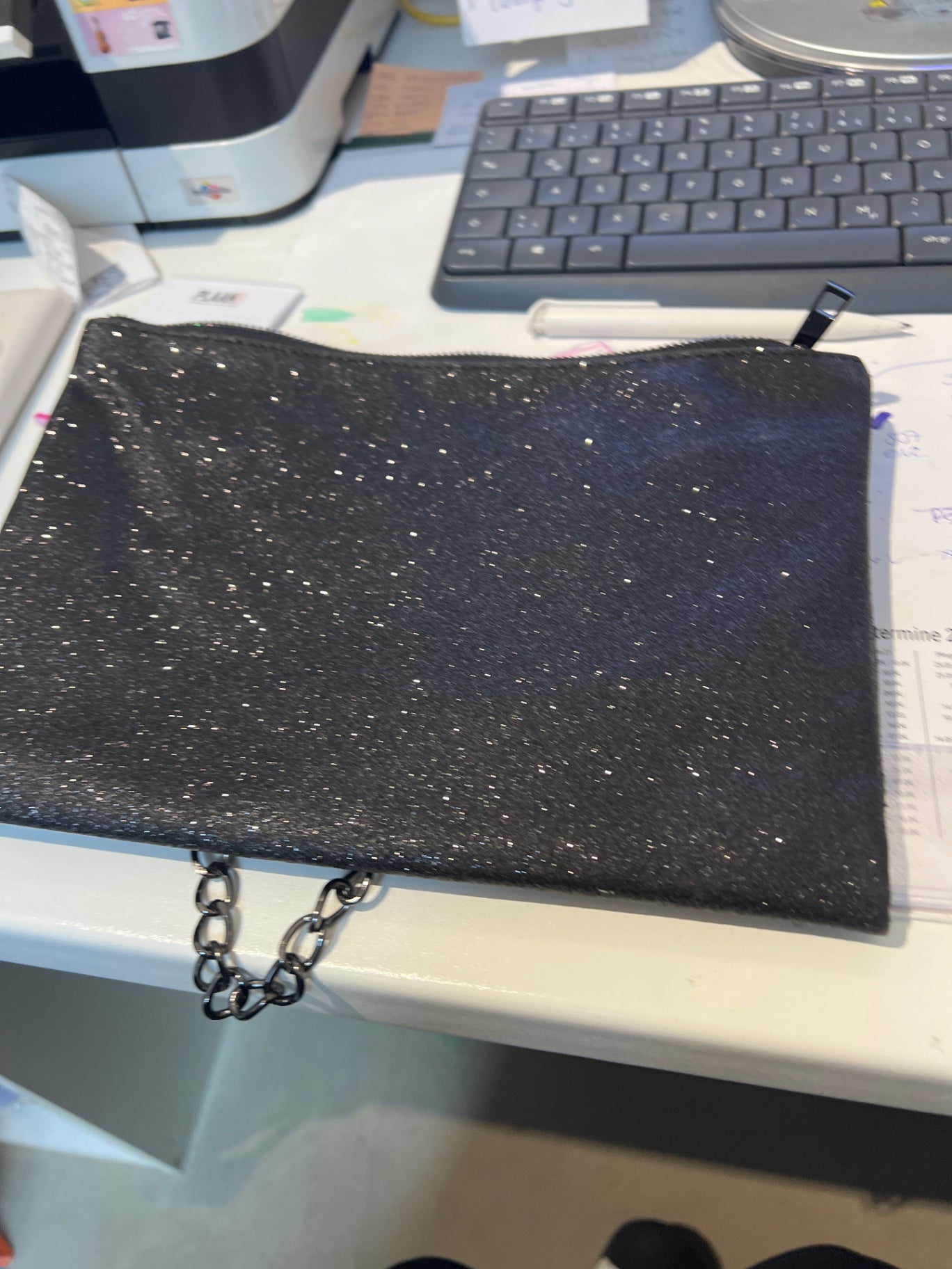 Handtasche Schwarz Glitzer