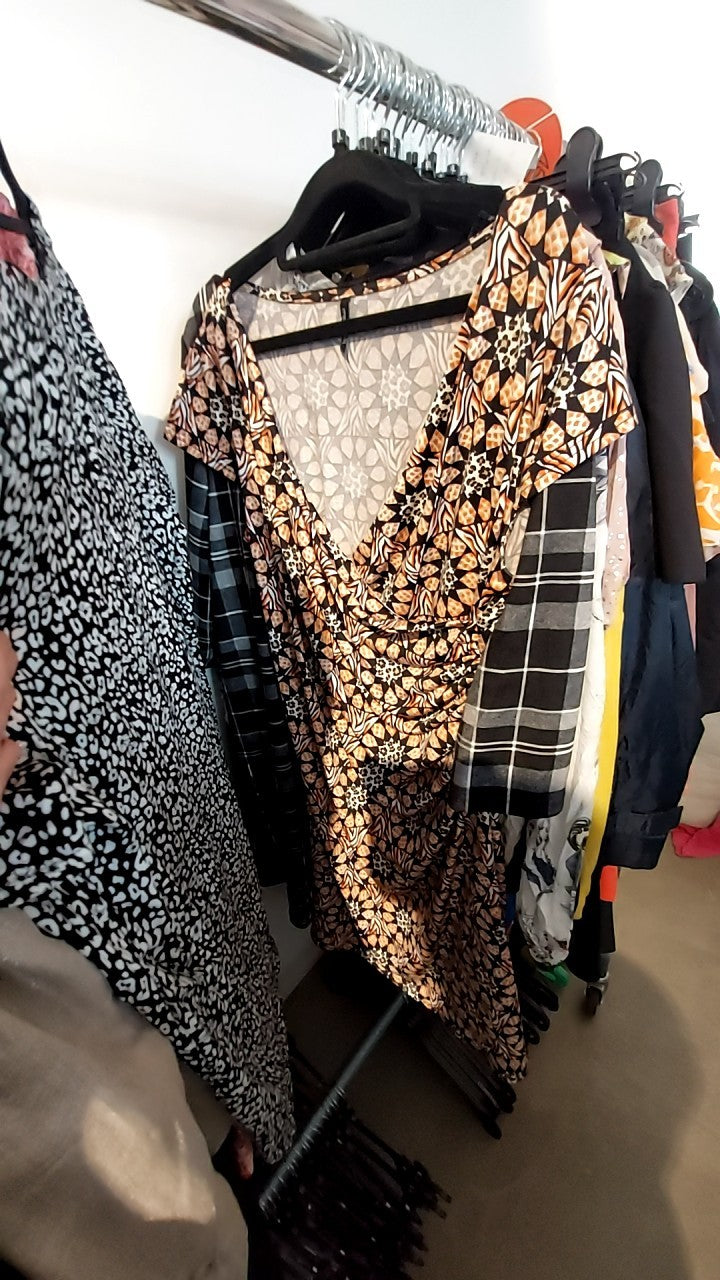 Laura Torelli Kleid Schwarz,Braun,Weiß Gr.: L