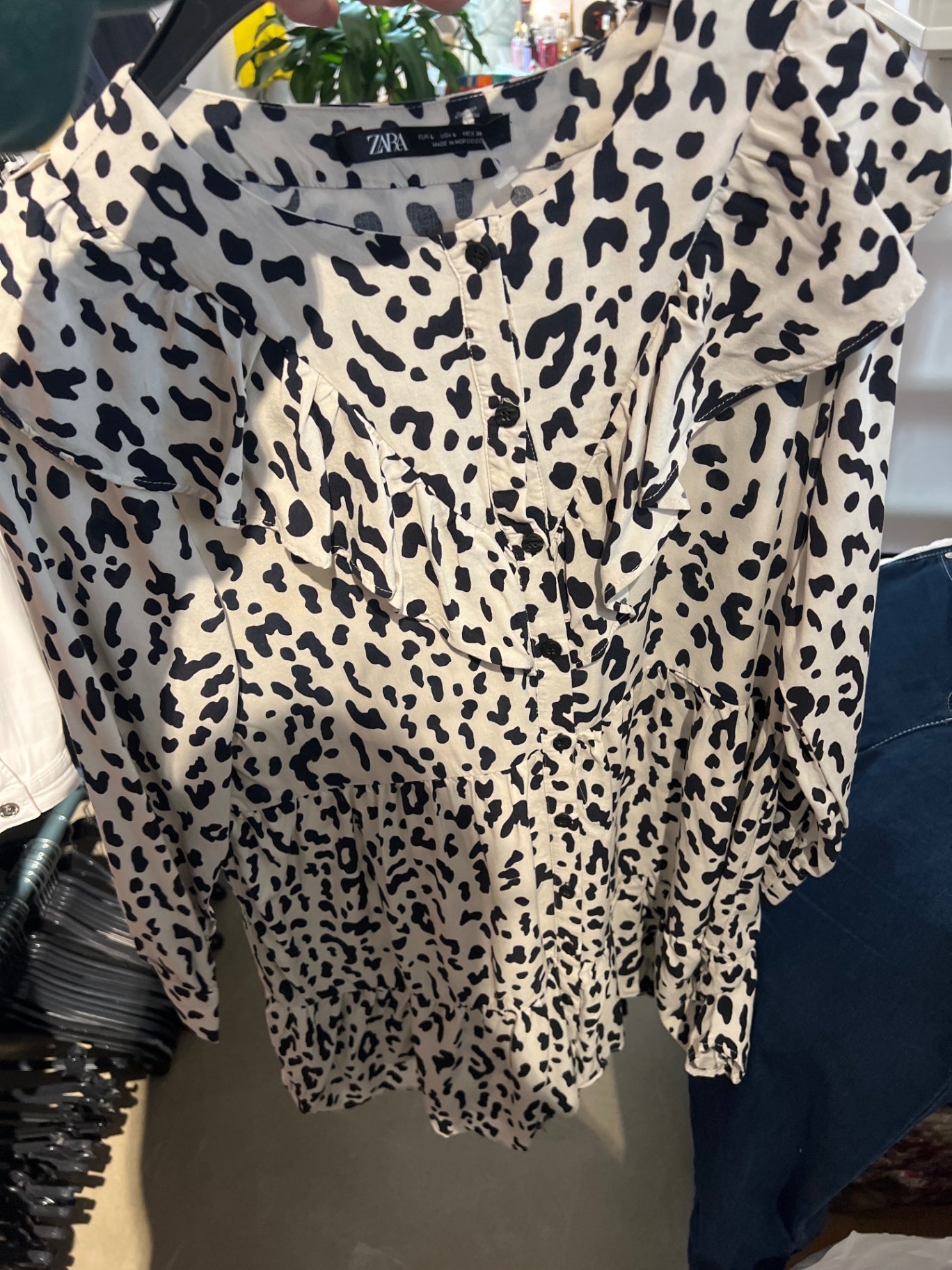 ZARA Bluse Beige Leo-Muster Gr.: L