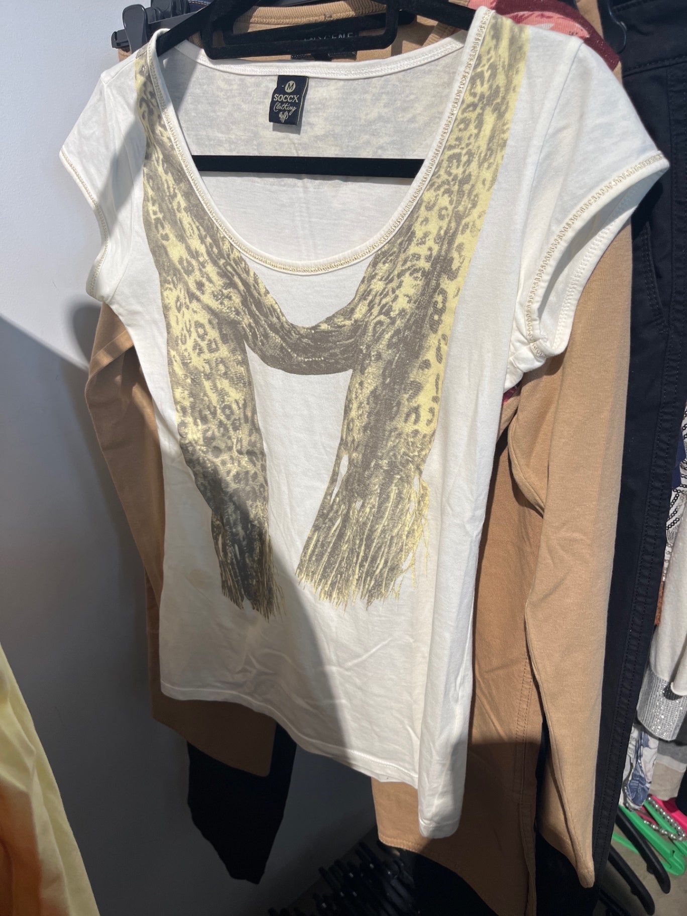 SOCCX T-Shirt Creme Schal Gr.: M
