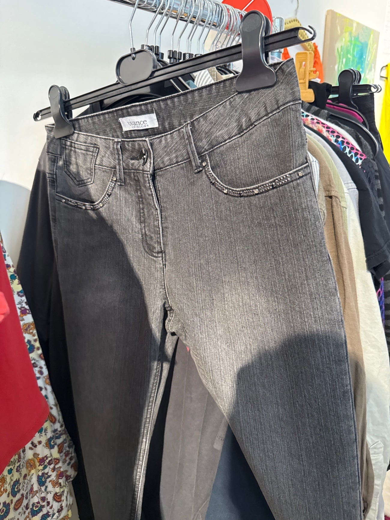 Viviance Jeans Grau Steinchen Gr.: M