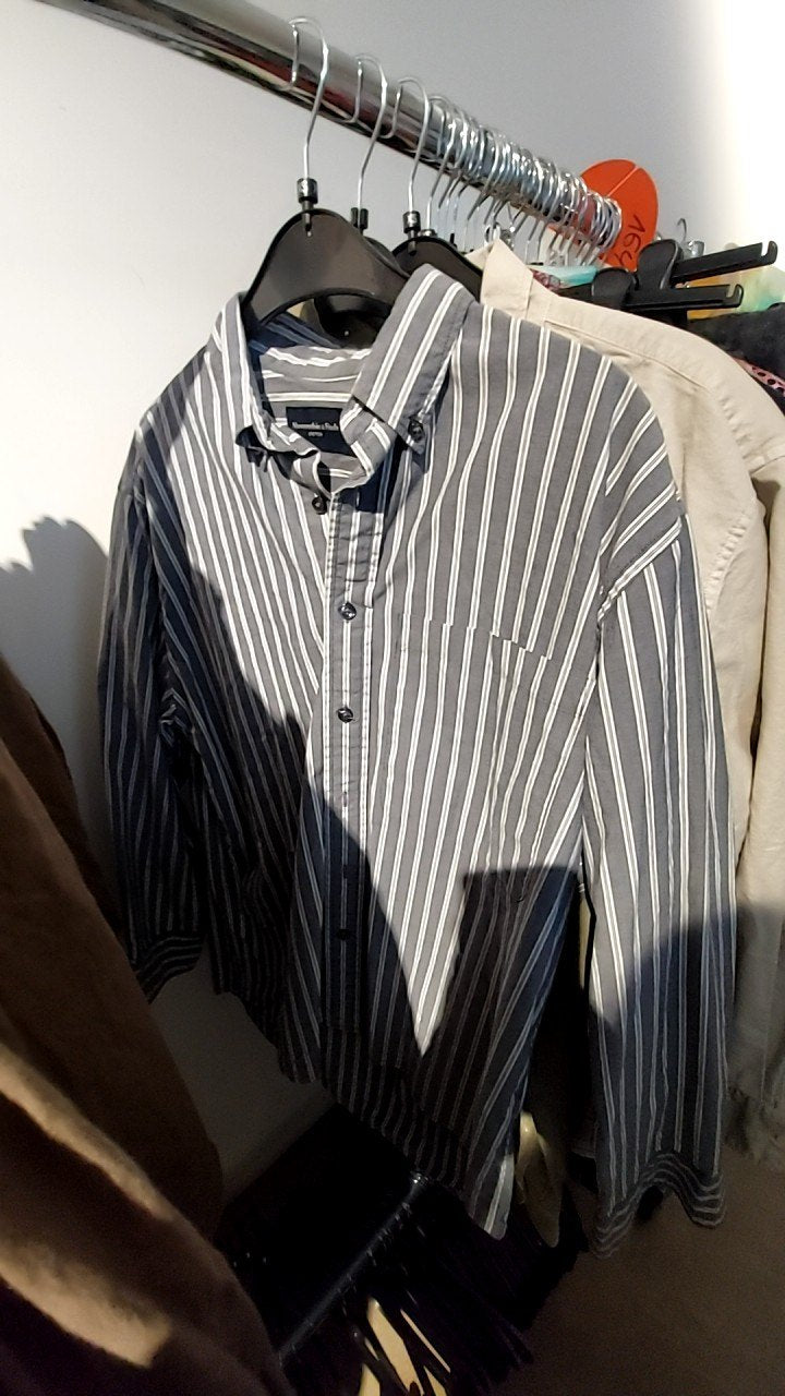 Abercrombie Hemd Graublau-weiß Gr.: XS