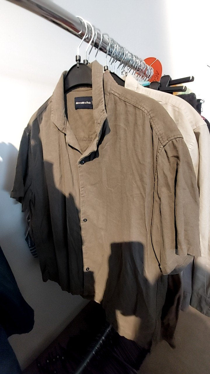 Abercrombie Hemd m. Leinen Schlamm Gr.: S