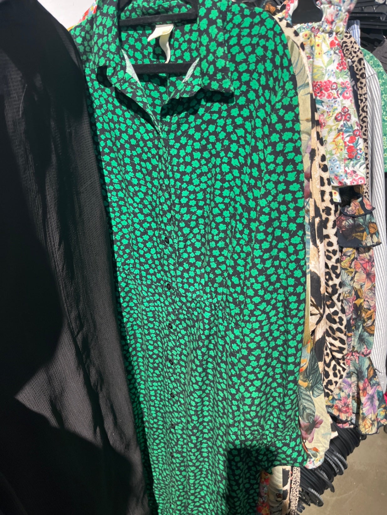 H&M Kleid Grün, Schwarz Gr.: M