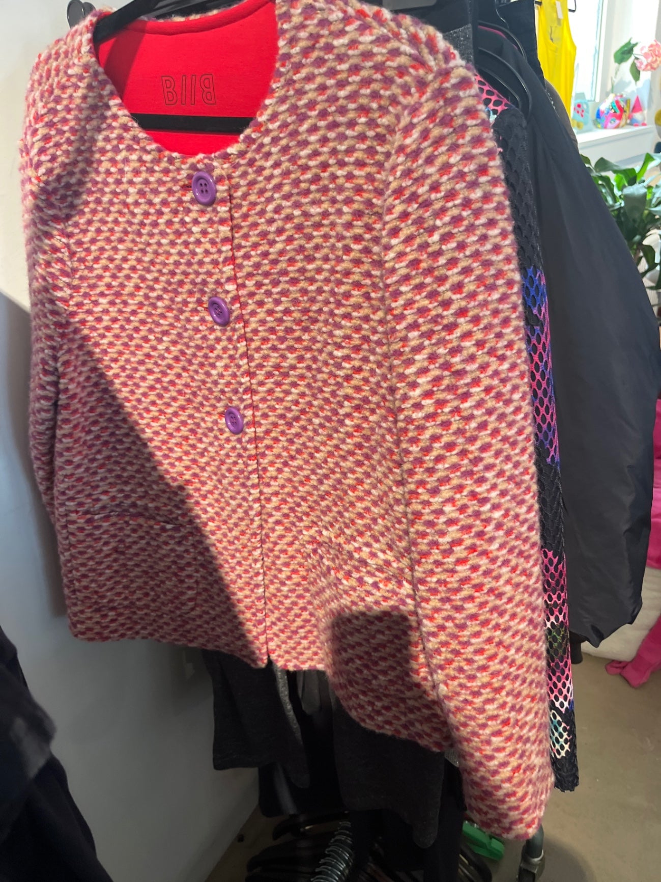 BB Strickjacke Rot, Rosa, Beige Gr.: M