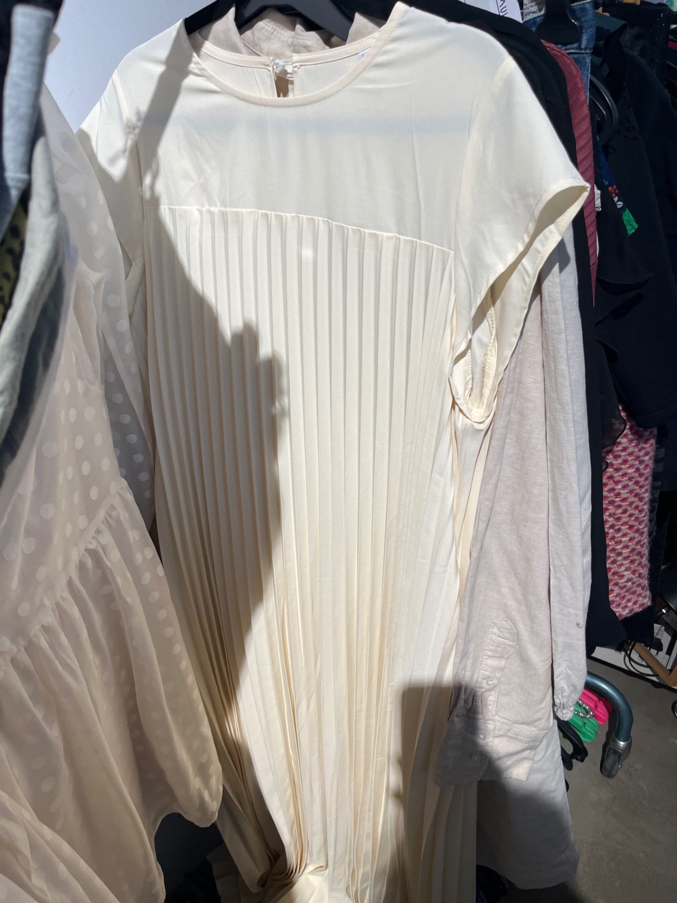 Plissee-Kleid Elfenbein Gr.: L