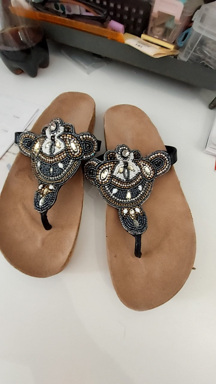 Buffalo Sandalen Schwarz/Gold/Weiß Gr.: 38