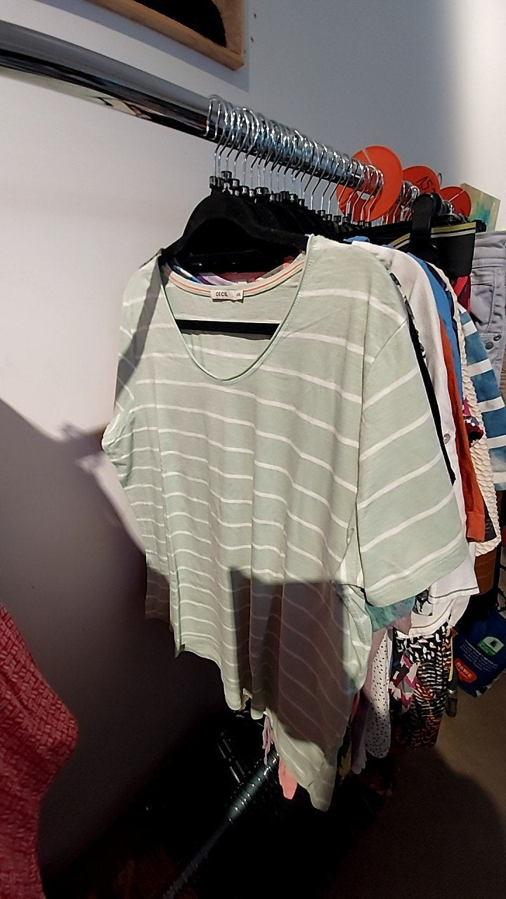 CECL T-Shirt Hellgrün/Weiß Gr.: XXL