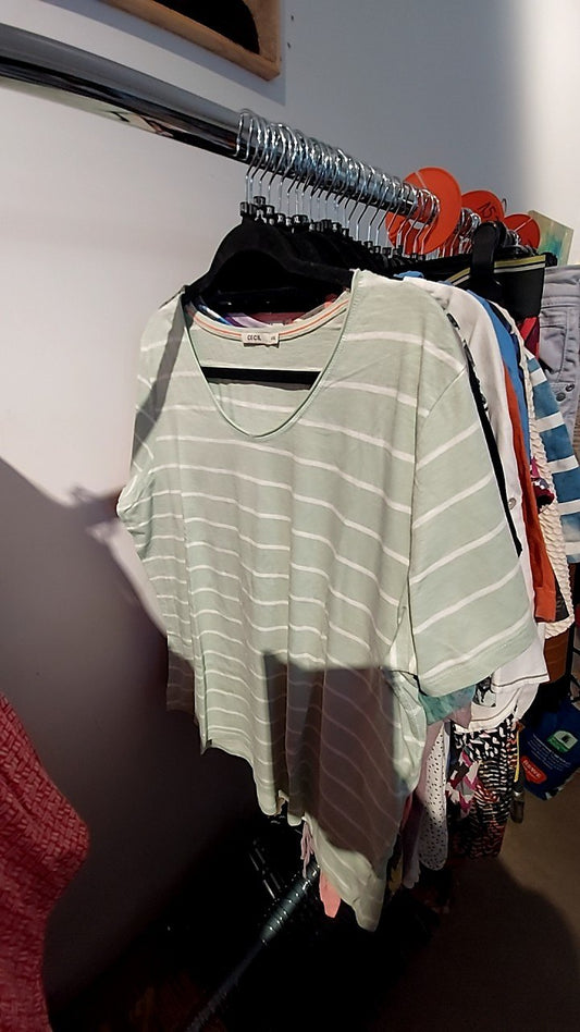 CECL T-Shirt Hellgrün/Weiß Gr.: XXL