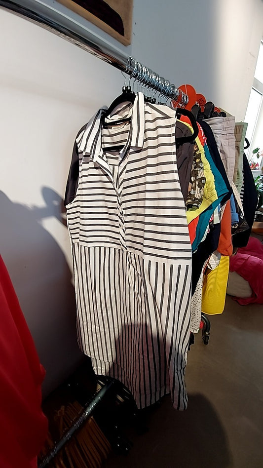 BROADWAY Kleid Weiß mit schwarzen Streifen Gr.: 44