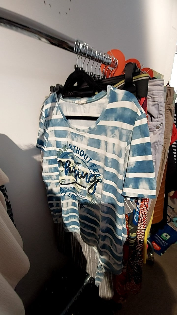 CECIL T-Shirt Blau und Weiß Gr.: XXL