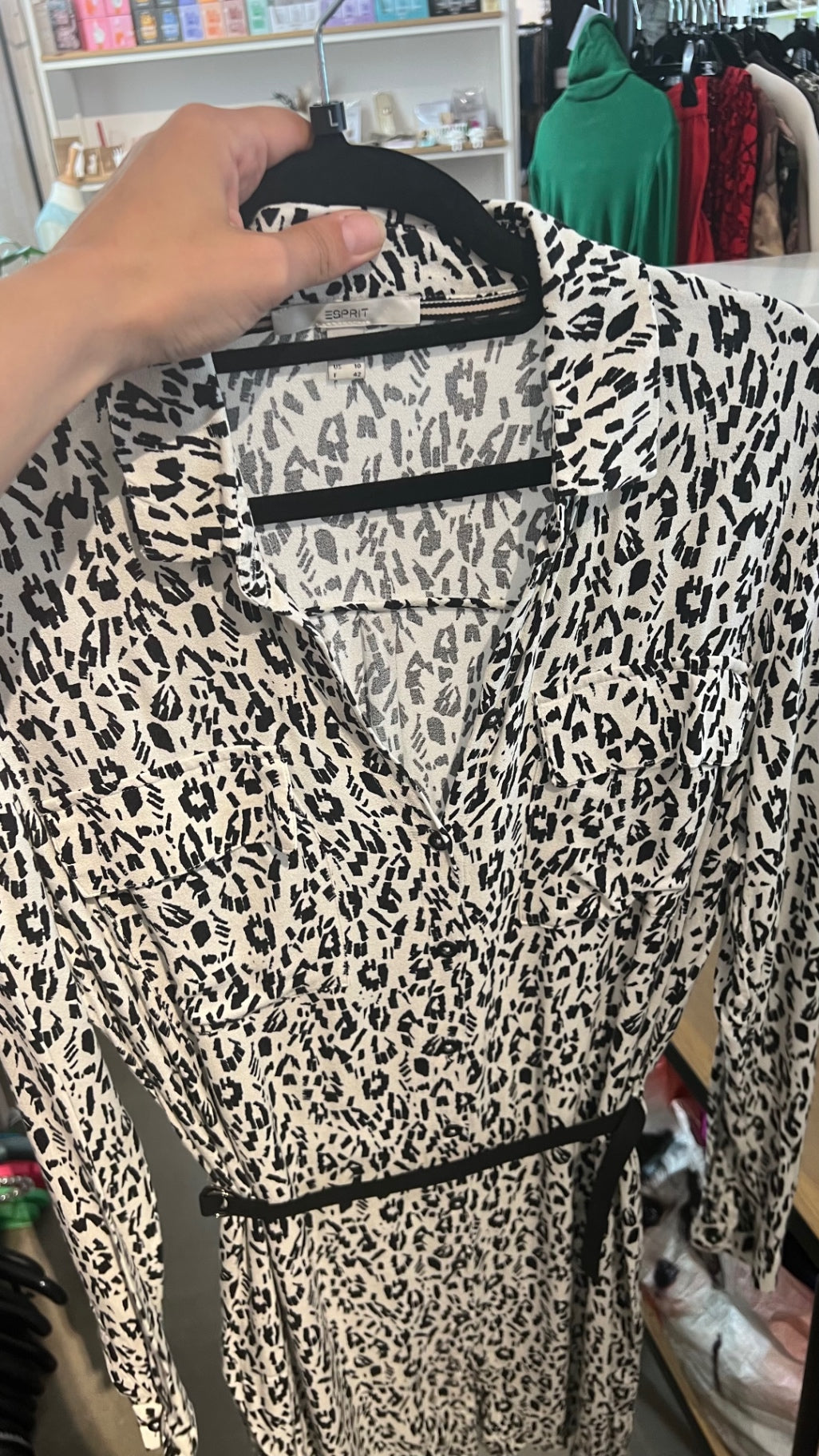 Esprit Kleid Schwarz-Weiß Gr.: L