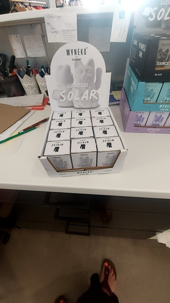 Donkey Winkekatze Weiß Klein/Solar