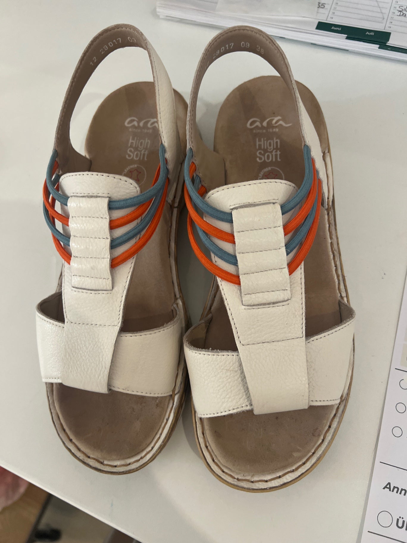 Ara Sandalen Weiß orange blau Gr.: 38