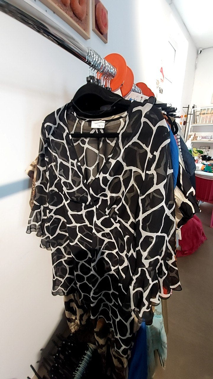 heine Blusenkleid Schwarz und Weiß Gr.: L
