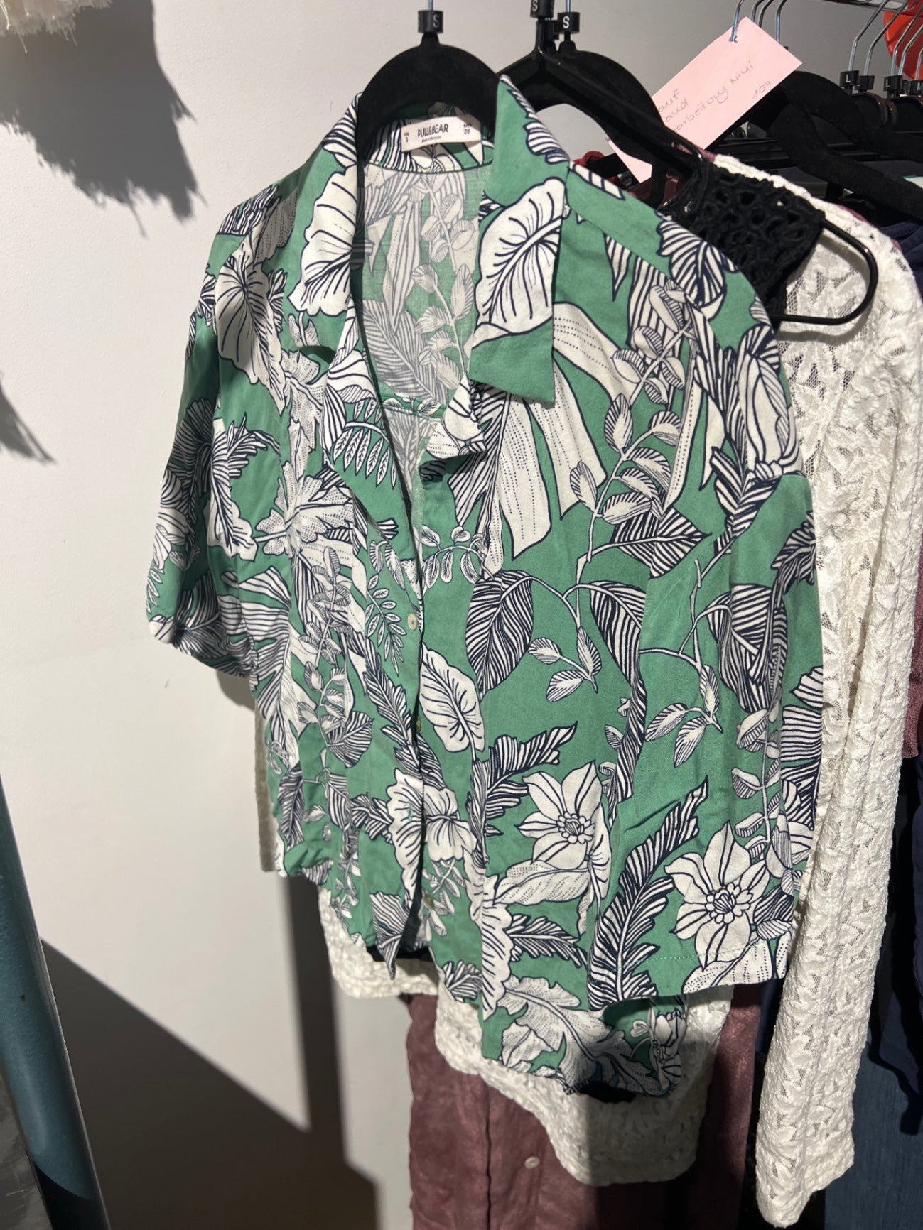 Pull & Bear Bluse Grün, Weiß Gr.: S
