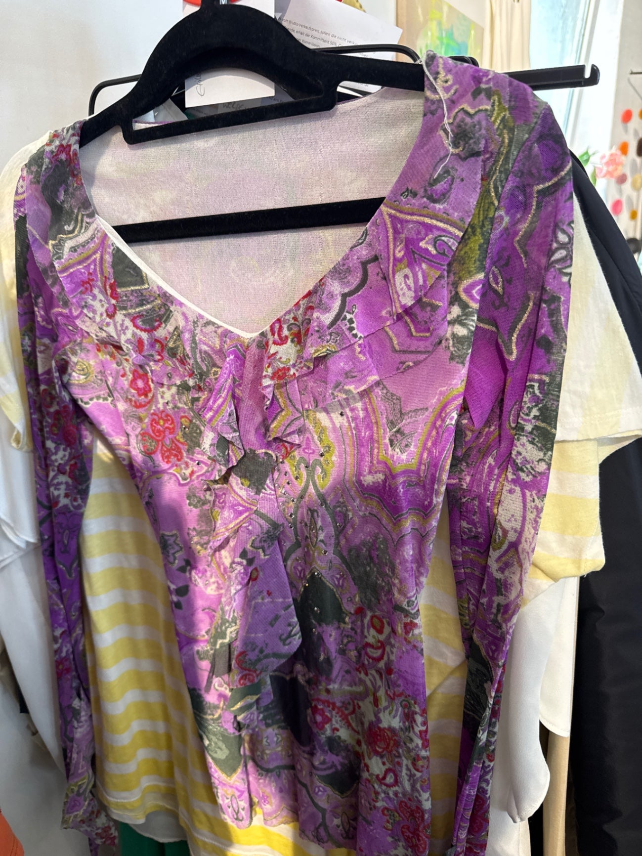 Bluse lila bunt Gr.: XS