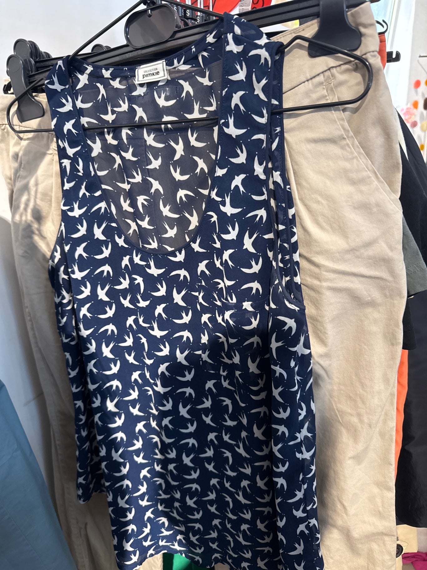 pimkie Top blau mit Schwalben Gr.: S